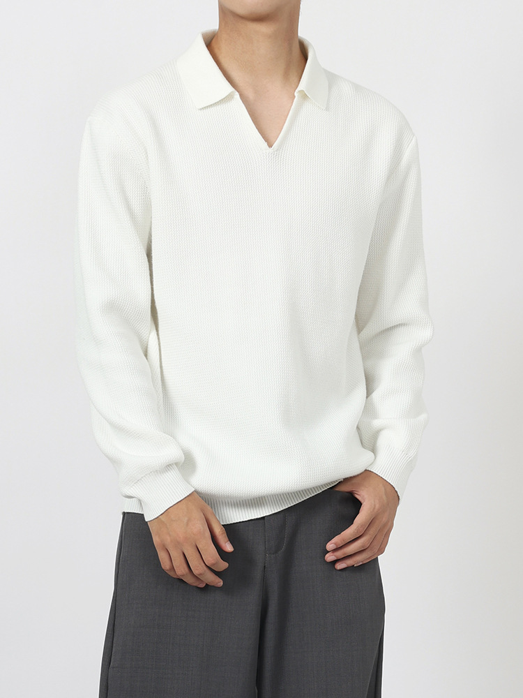 Otoño y invierno moda de hombre polo gaviota cuello camiseta hombre lujo ligero alto sentido casual Paul suéter de manga larga hombre