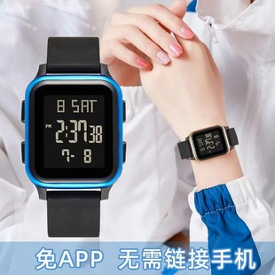 Foreign trade new Senior high school student electronic watch men and women sports waterproof luminous children's watch multi-functional square