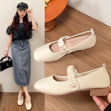 2024年春秋季新款温柔风单鞋女森系仙女裙子鞋低跟蝴蝶结玛丽珍鞋