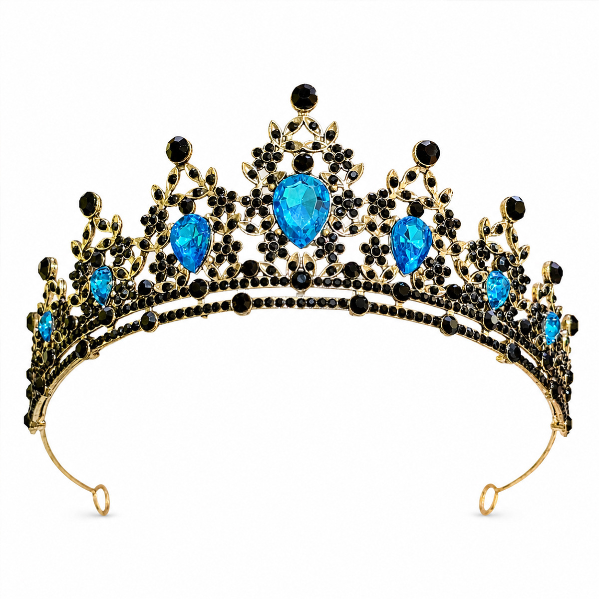 Oro antiguo + diamantes negros y azules.