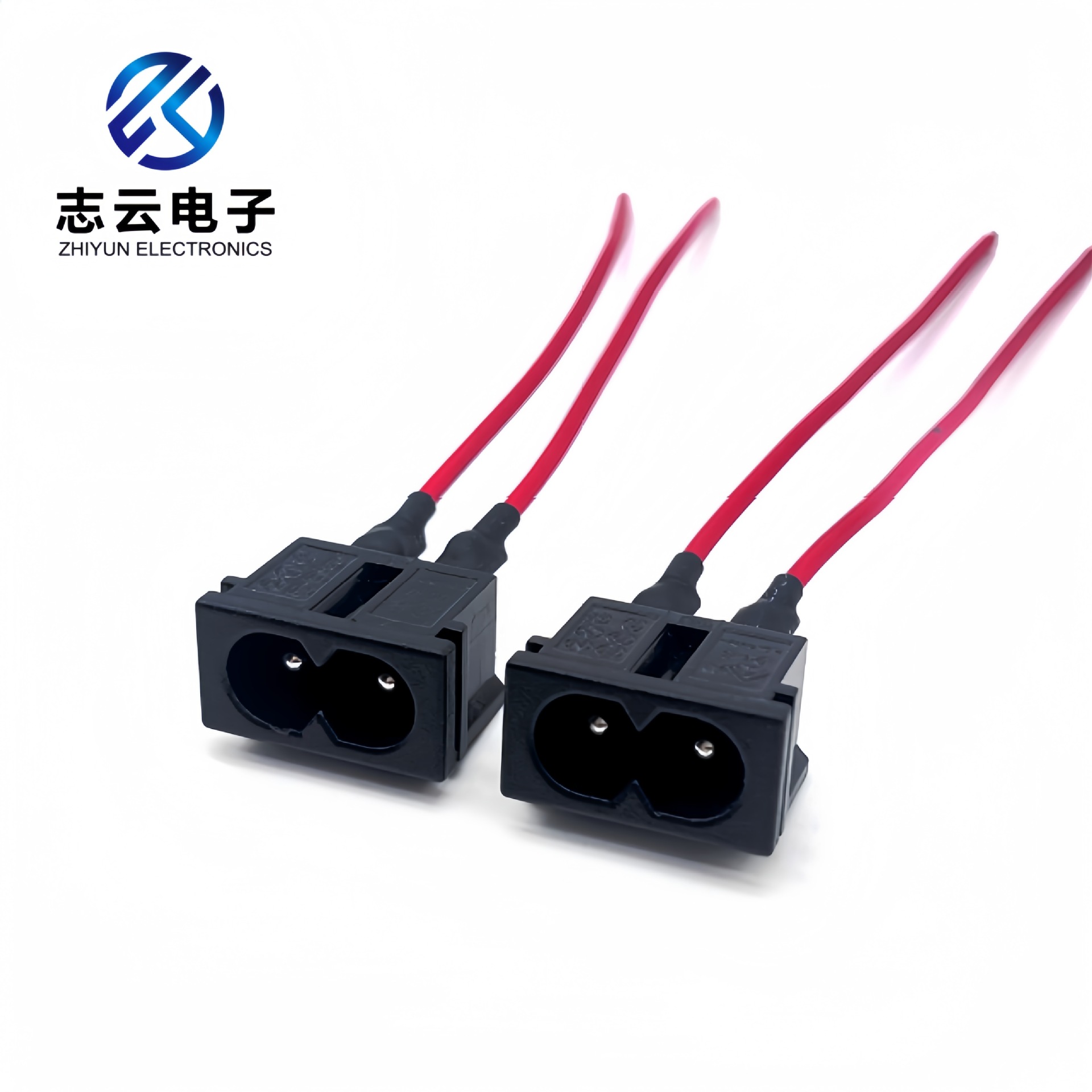 厂家直供八字插座AC电源插座带线实心全铜器具插座长脚充电口插座