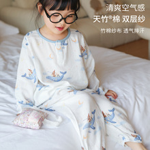 竹棉纱布A类儿童睡衣夏季 宝宝家居服 男童女童薄款空调服
