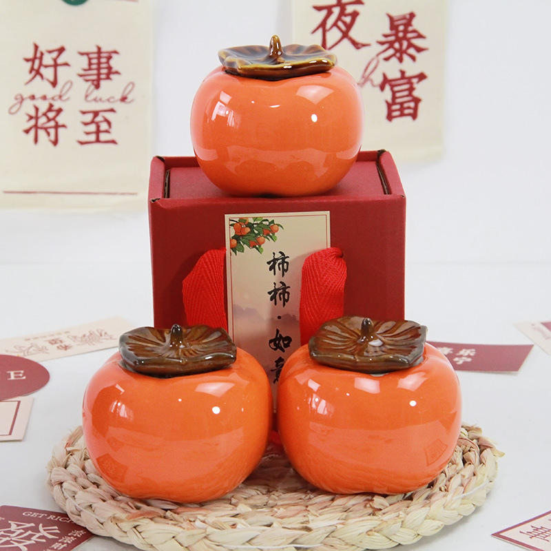Persimmon Ruyi Ceramic Persimmon Sealed Tea Candy Fruit DIY Aromatherapy Candle Bottle Hand Gift Box Storage Jar Persimmon Ruyi Ceramic Persimmon Sealed Tea Candy Fruit DIY Aromatherapy Candle Bottle Hand Gift Box Storage Jar