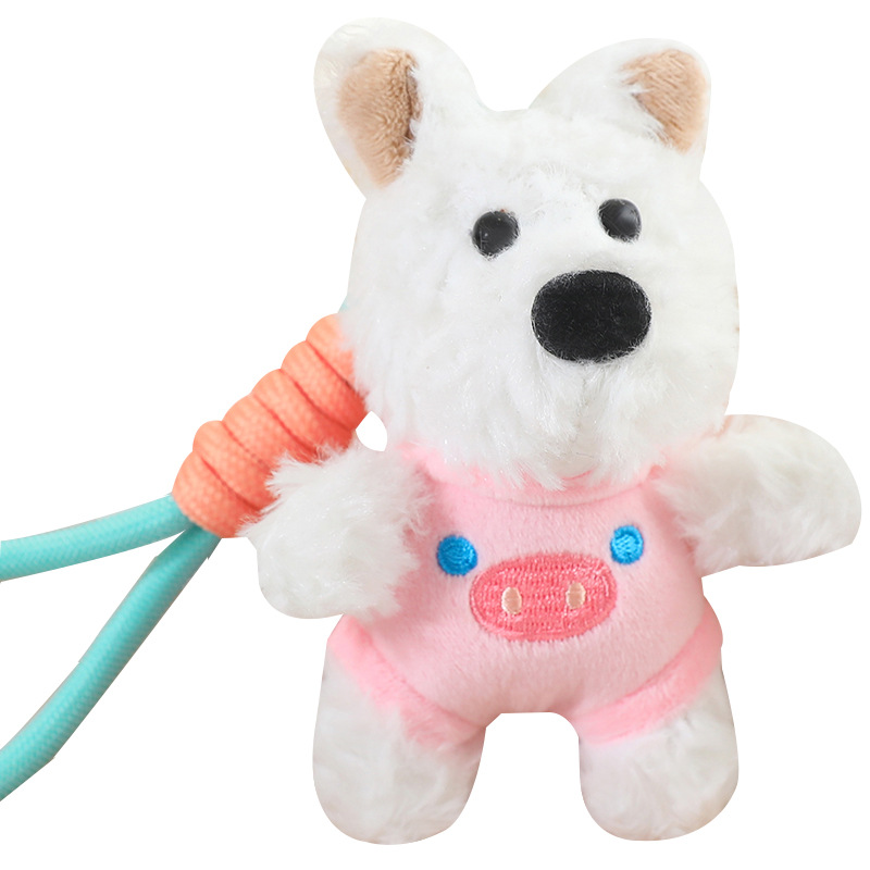 Cute niña garabateado perro West Highland puppy peluche mini muñeca regalo bolsas colgantes al por mayor