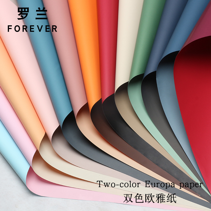 Venta directa de fábrica de papel de embalaje de flores impermeable bicolor Ouya papel ramo floristería floristería material de embalaje floral al por mayor
