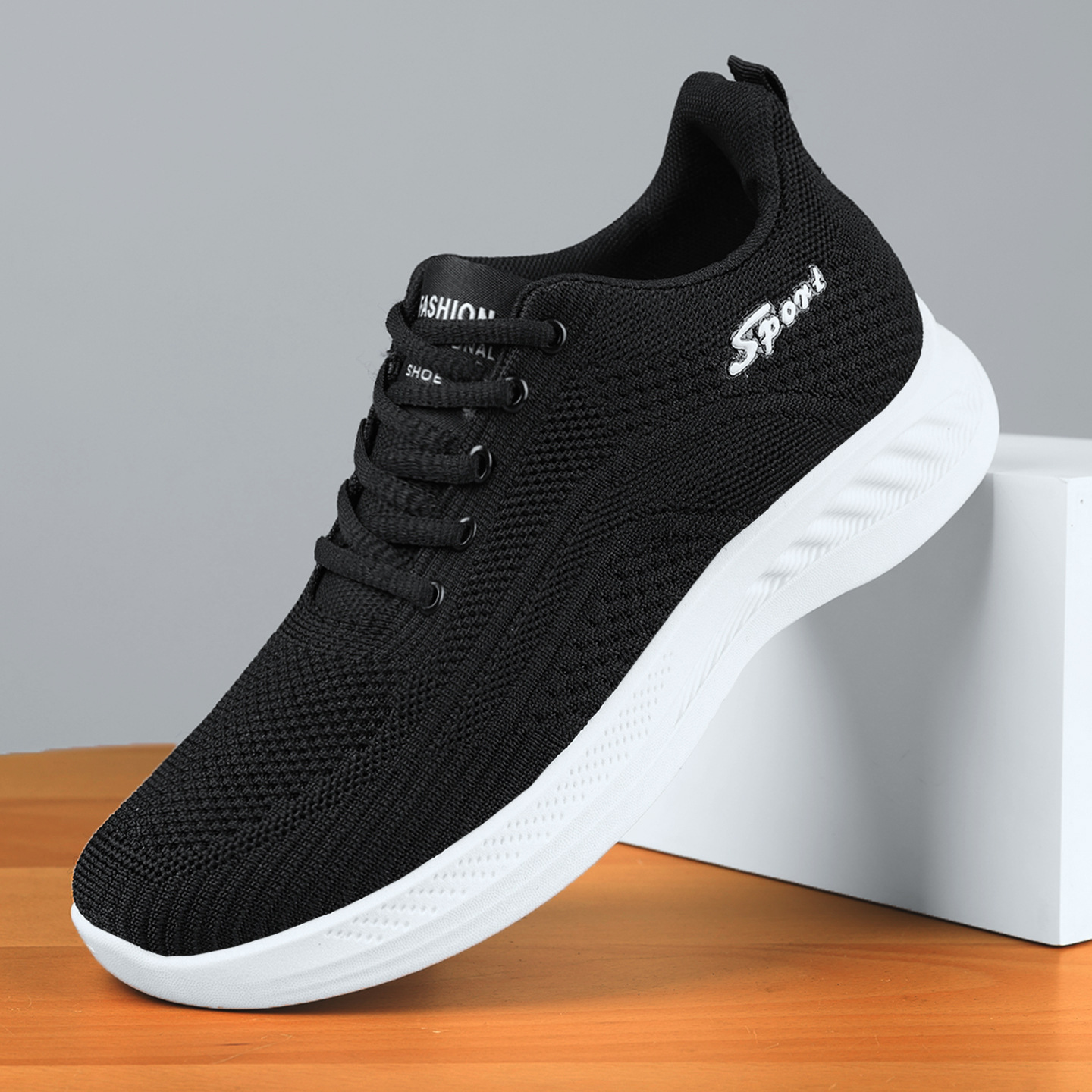Cross-border Sports Shoes For Men, Breathable Fly-woven Mesh Single...