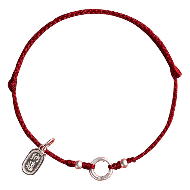 Lucky paz hebilla pulsera S925 plata tejida cuerda roja pulsera de regalo de pareja para el año de nacimiento