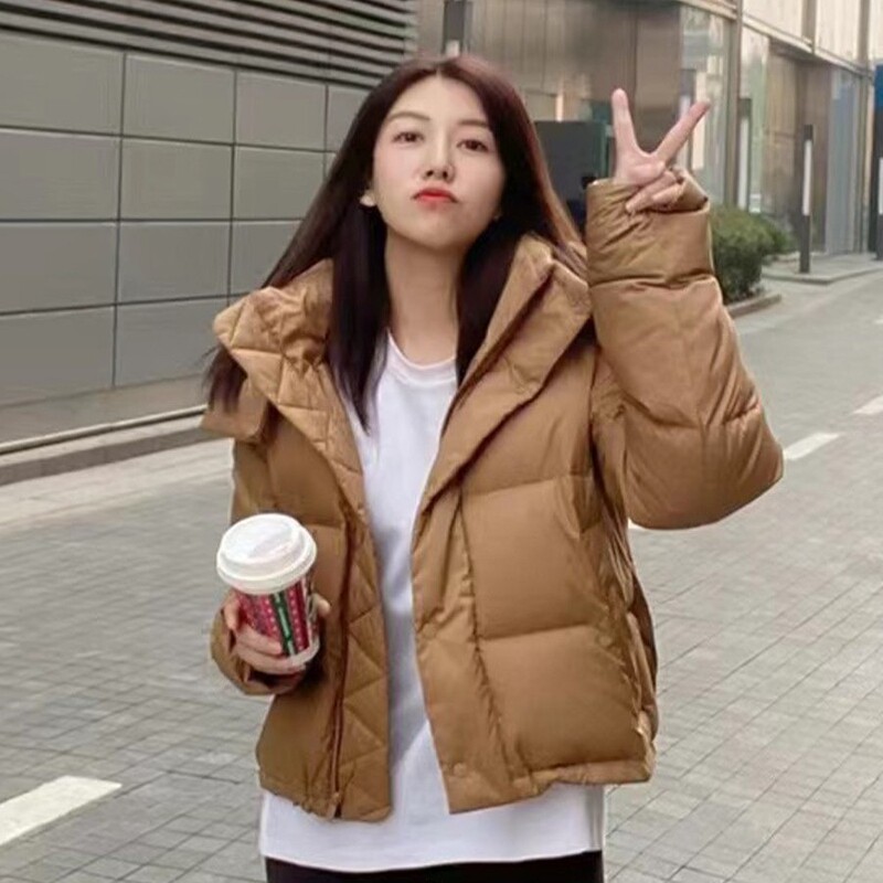 New Short Version Four-Pocket Winter Women's Hooded Warm Yoga Jacket with Detachable Hood