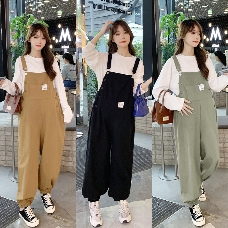 Pregnant Women's Overalls Spring and Autumn New Fashionable Loose Large Size Age-reducing Casual Slimming Workwear Pants Pregnant Women's Pants Pregnant Women's Overalls Spring and Autumn New Fashionable Loose Large Size Age-reducing Casual Slimming Workwear Pants Pregnant Women's Pants