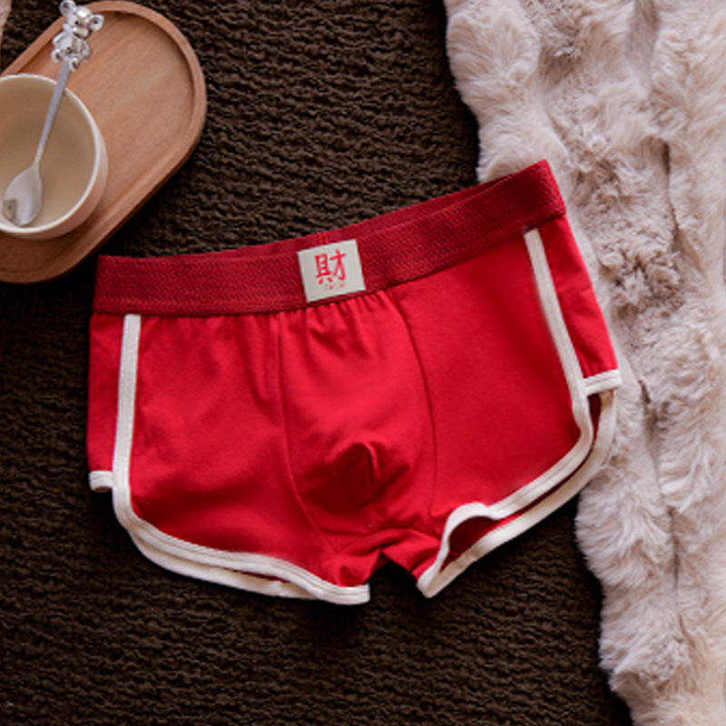 Pantalones interiores de algodón antibacteriano de hombre, pantalones interiores rojas de ángulo plano, pantalones interiores deportivas de alta calidad de hombre, pantalones interiores de hombre