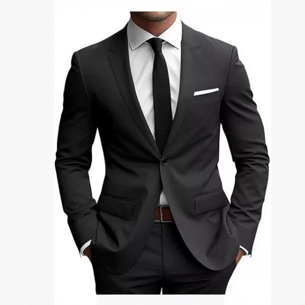 Cross-Border Foreign Trade New Men's Suit Two-Piece Set European and American Youth Solid Color Business Casual Slim-Fit Suit Formal Wear for Men