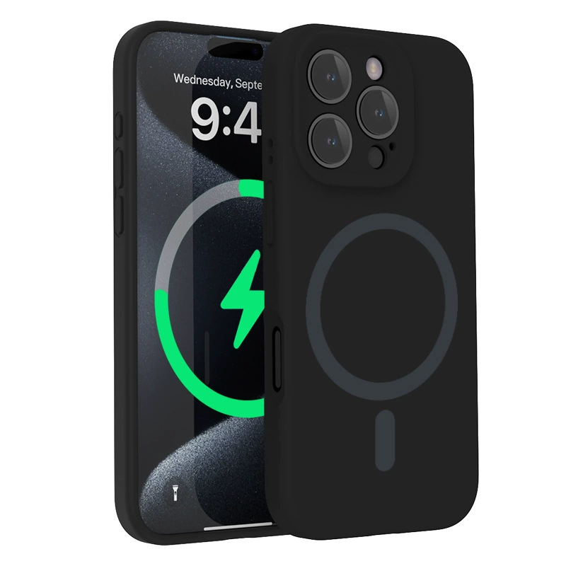 Phone case (Apple) iPhone 13–16, liquid silicone, strong magnetic ring and lens protector