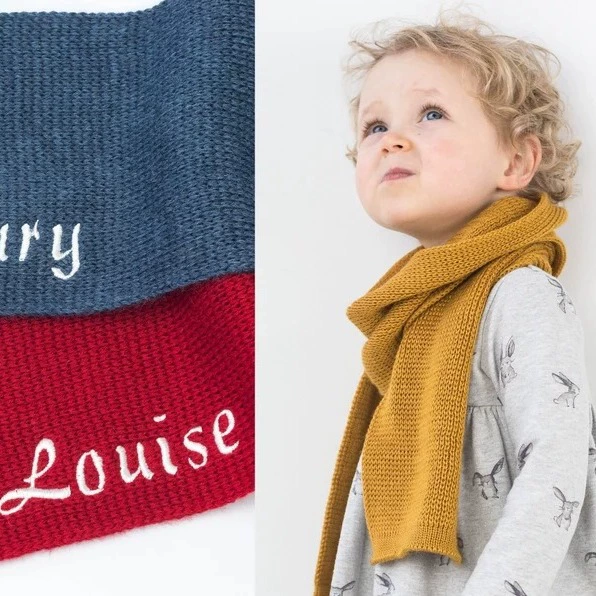 Вышитый шарф Детский новый зимний теплый хлопок, простой детский длинный шарф, шарф