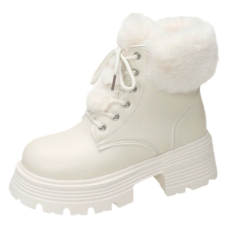 Женские ботинки из бархата в британском стиле на толстом каблуке и толстой подошве, осень-зима 2024, новые стильные узкие короткие ботинки на шнуровке для маленьких людей