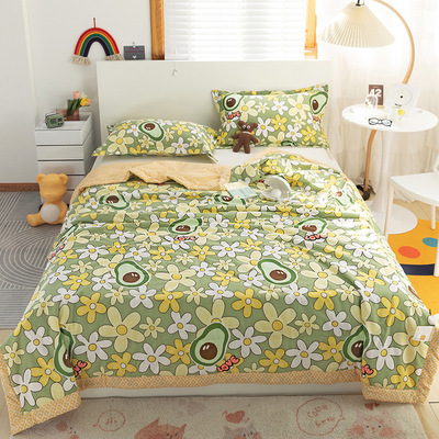 2021新款全棉印花大豆夏被空调被双人薄被子可水洗机洗夏季单人被|ms