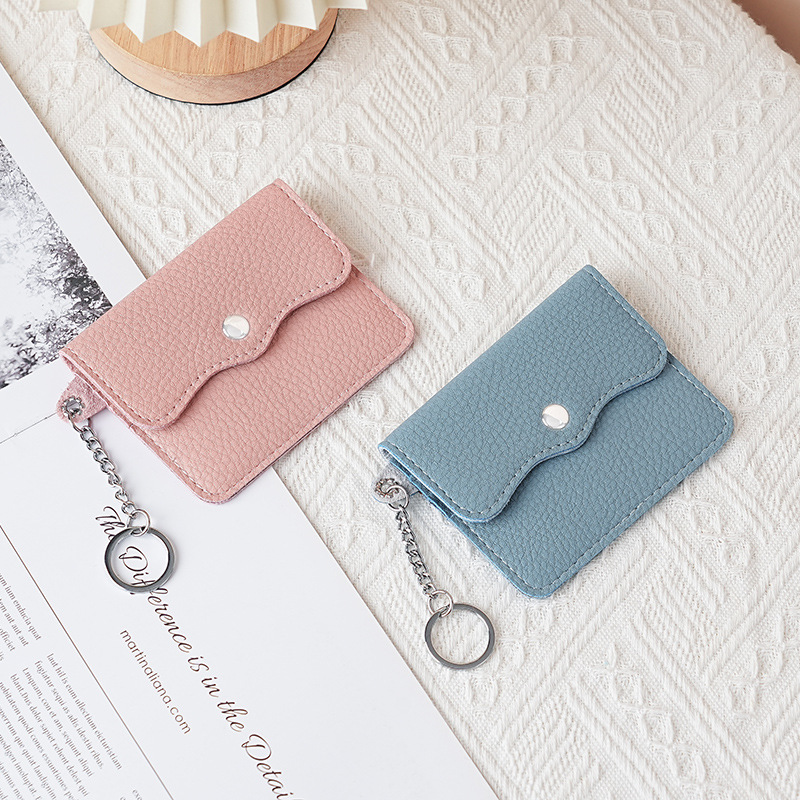 Bolsa de tarjetas ultra delgada de alto valor nominal simple multi-clip de tarjeta de tarjeta de pulsación clip de tarjeta anti-perdida cadena monedero anti-damagnetismo