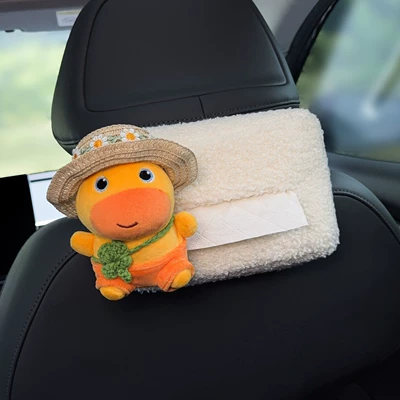 2026 Car-mounted tissue box, hanging tissue bag for car, Lulu car headrest tissue box, front and rear row decoration for goddesses (Car tissue box/set) - white-tissue-bag-spring-outing-lulu