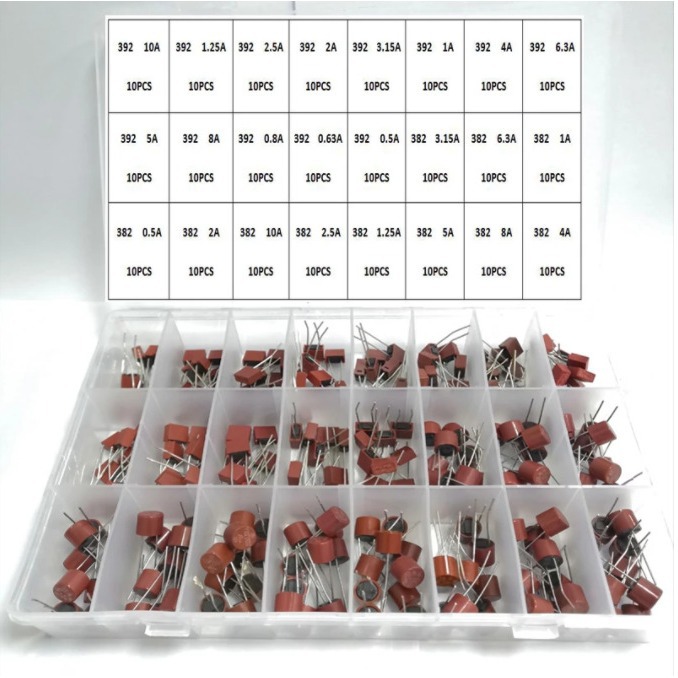 240Pcs382 392圆柱形保险丝0.5A1A1.25A2A3.15A4A5A6.3A8A10A套件