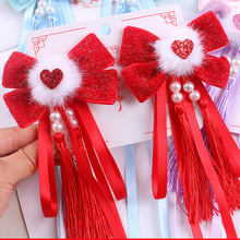 新款马年发夹红色发饰外贸汉服发夹小女孩对夹头饰批发发饰新年