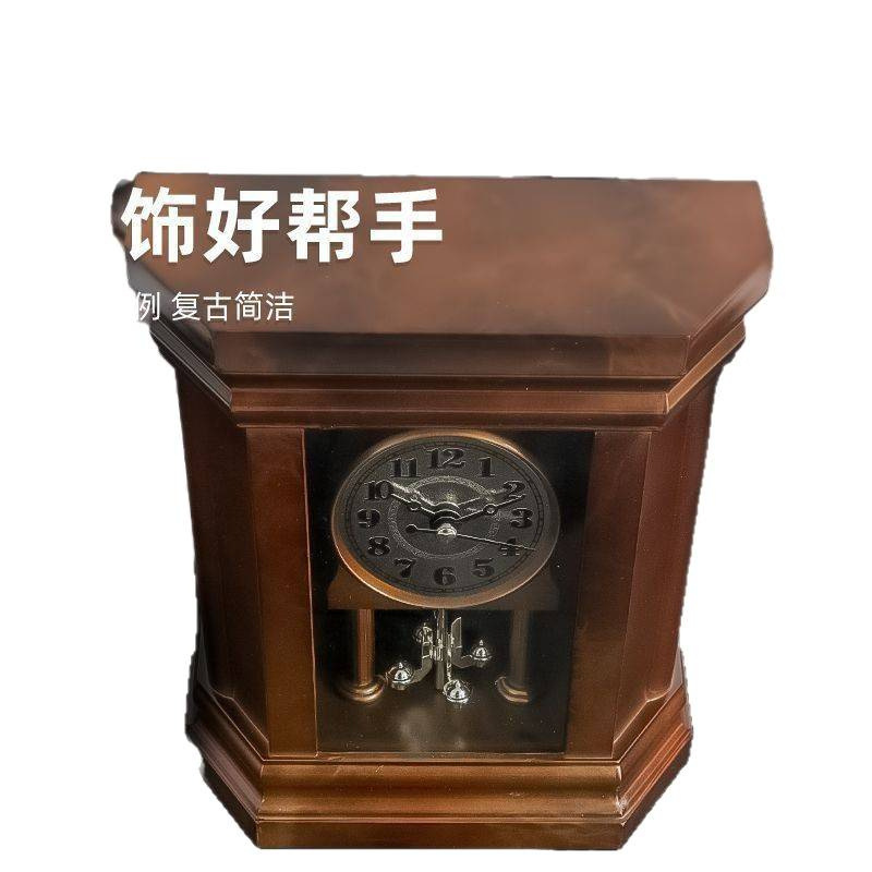 中国风古钟表卧室家用座钟客厅仿古摆钟美式桌面摆件钟表台式坐钟|undefined