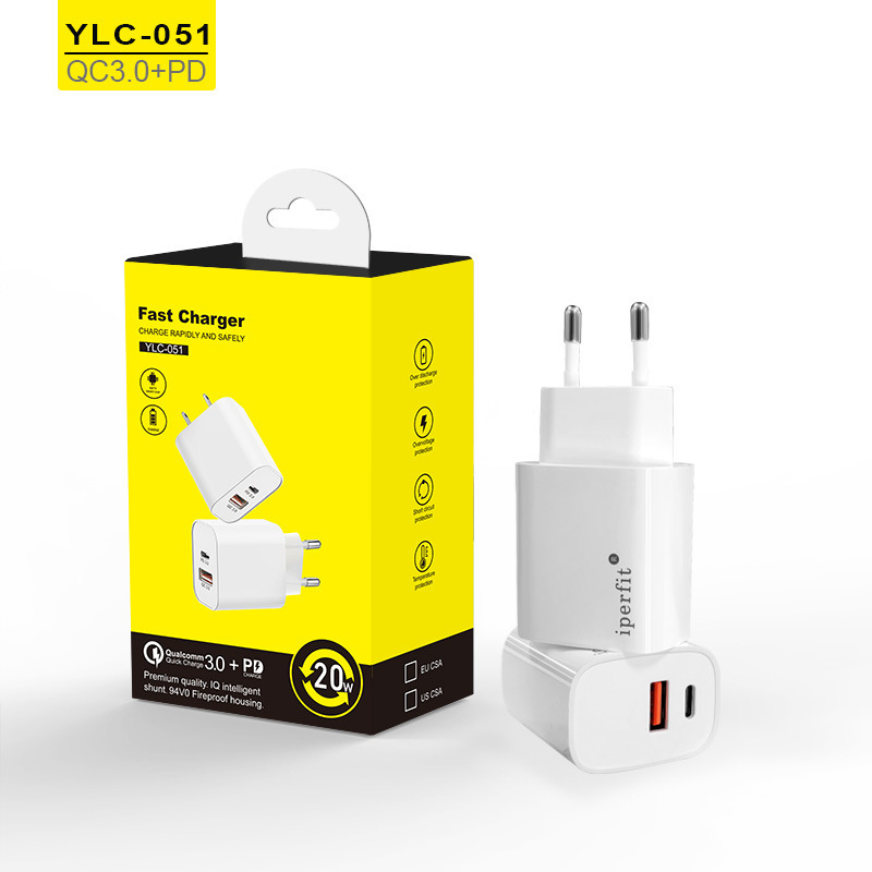 Eu Eu Charger 20W Pd USB Type-C Fast Charging Head 2 Ports Suitable for Samsung Xiaomi Universal Eu Eu Charger 20W Pd USB Type-C Fast Charging Head 2 Ports Suitable for Samsung Xiaomi Universal
