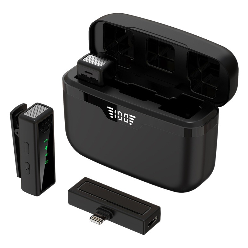 Estuche de carga para micrófono inalámbrico J80 con pantalla digital, transmisión en vivo, reducción de ruido, grabación de video, mini micrófono, pantalla digital inalámbrica