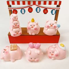 ピンクのかわいい立体積み重ね豚の震え音diy樹脂部品のデスクトップの置物の手作りのキーホルダーのペンダント材料
