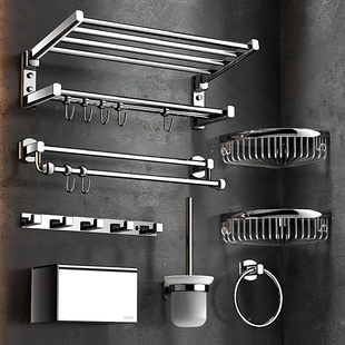 All-Copper Towel Rack Bathroom Folding Towel Storage Rack Light Luxury Bathroom Hardware Accessory Set No Drilling Required