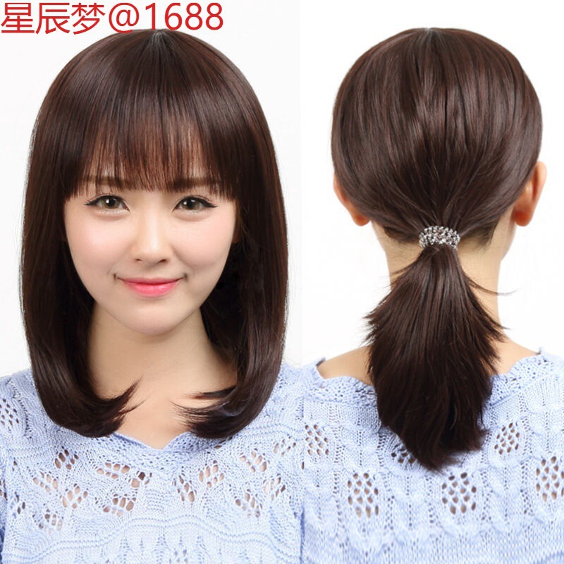 Wig Female Full Headband Supernatural Can Tie Mother's Long Hair 2023 New Bald Thin Wig High-End Real Hair