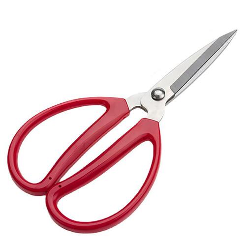 Household office scissors manufacturer wholesale with packaging can hang red plastic handle Yangjiang stainless steel scissors department store