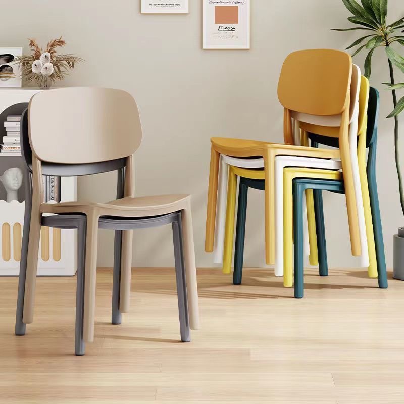 Silla de comedor con respaldo para el hogar, simple y gruesa, taburetes de plástico cómodos para sentarse, sillas de mesa de comedor comerciales nórdicas.