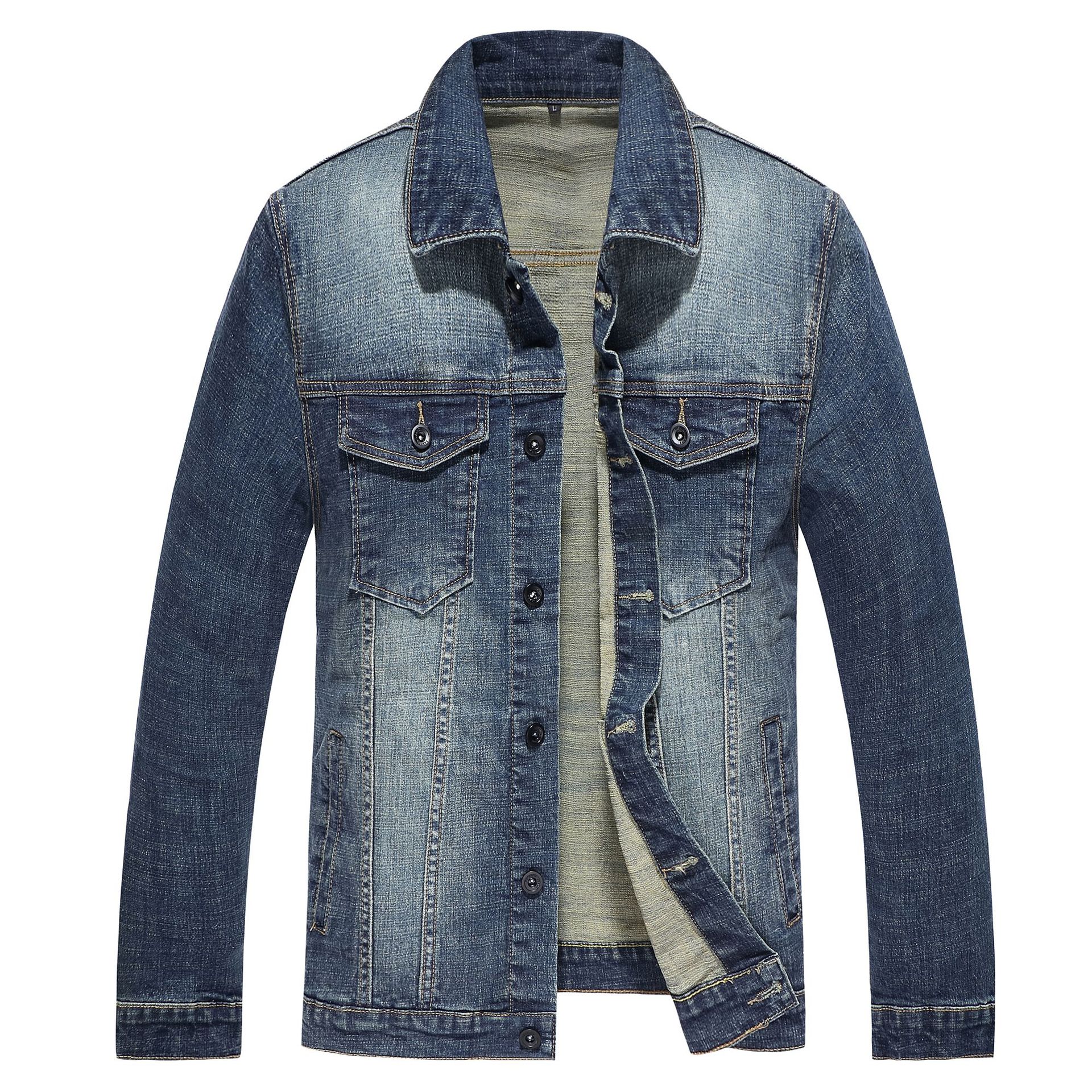 Chaqueta casual de mezclilla de los hombres de moda chaqueta de primavera y otoño juventud solapa ropa de mezclilla de moda superior