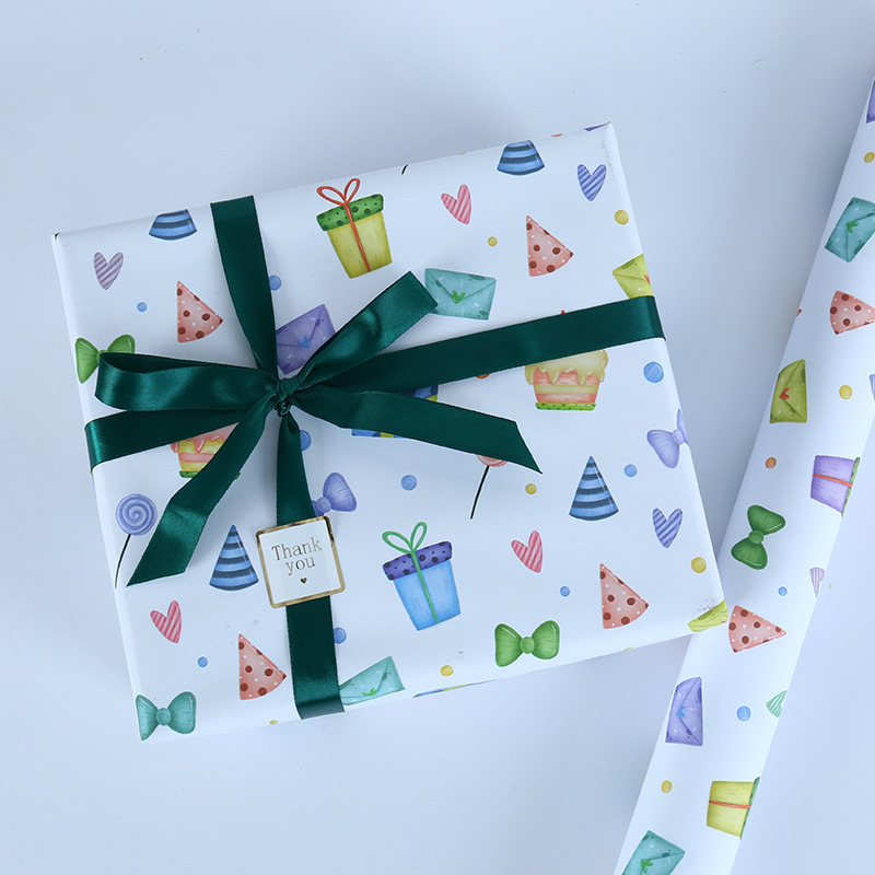Amazon nuevo papel adhesivo doble Inglés Día de San Valentín Regalo de Cumpleaños embalaje vacaciones regalo papel DIY traje