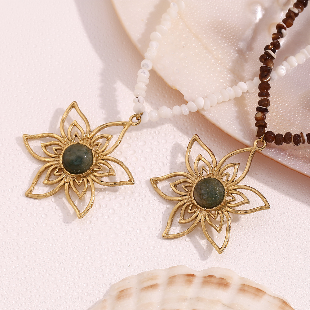 Petal Pendant Handmade Natural Stone Necklace