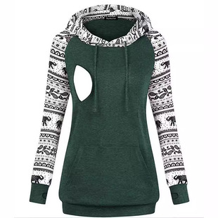 in stock 2023 Amazon Independent Station European and American Jacket Hood Stitching Printing Nursing Women's Factory Supply