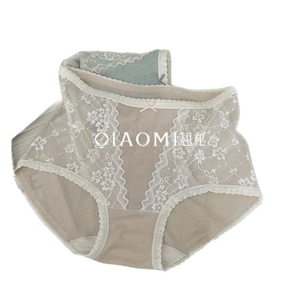 翘秘 Lace cute comfortable fashionable breathable pants with bow, mid rise