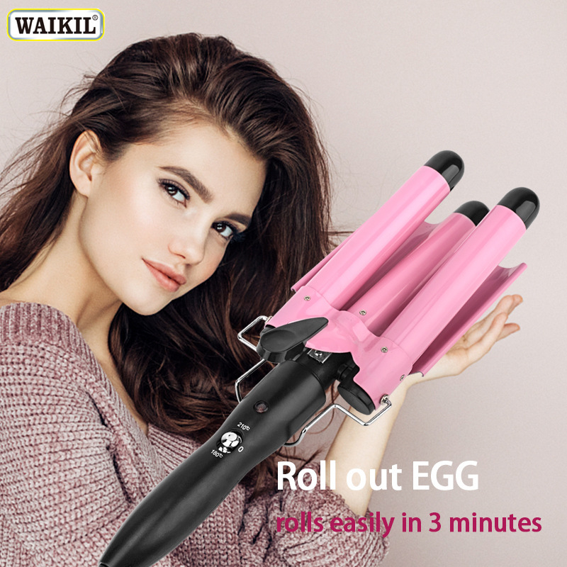 Korean egg roll stick three rod curling iron large roll water ripple three tube electric splint factory direct electric iron