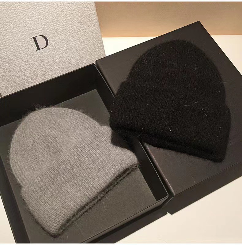 High-End New Rabbit Fur For Women Trendy Autumn Winter Japanese Style Cold Warm Pullover Knitted Hat_voghion.com