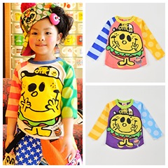 JAM New Long-Sleeve T-Shirt for Spring and Autumn Seasons, Children's Cartoon Print, Cute Japanese Style Round Neck Top, Basic Shirt, Stylish