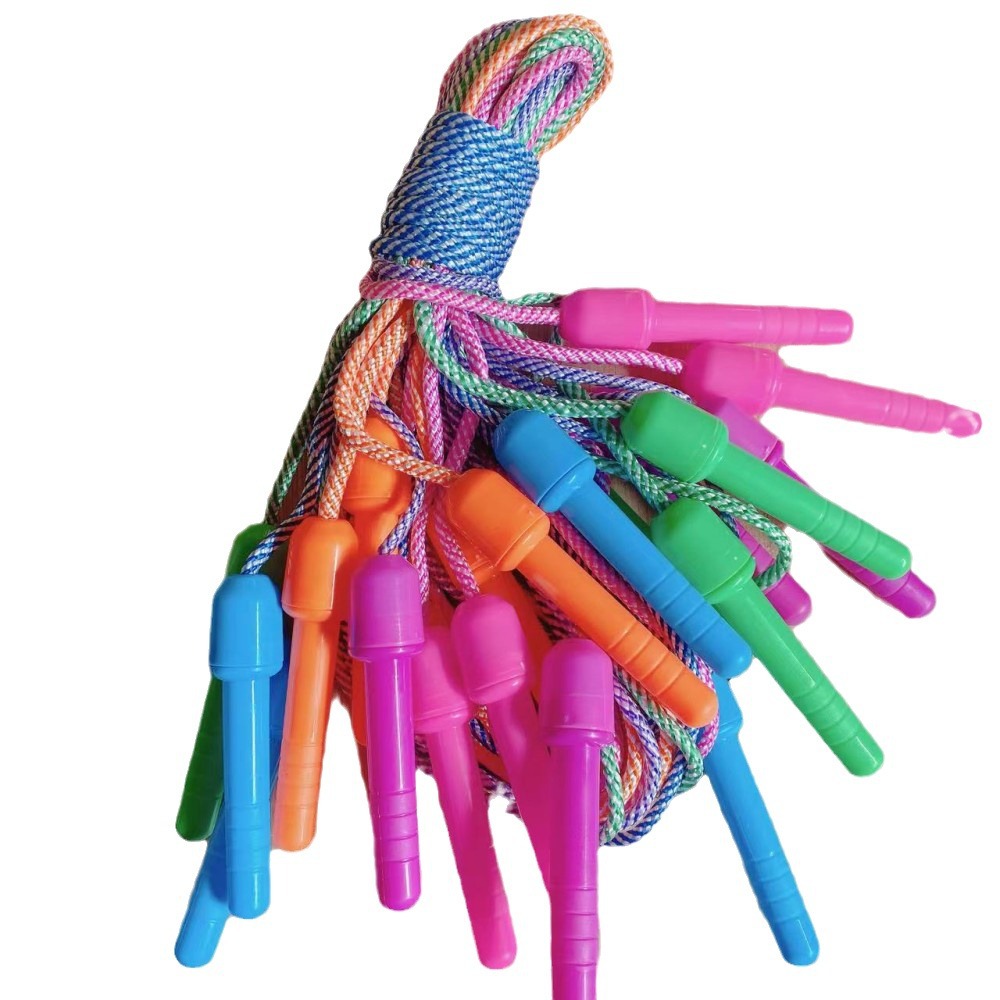 Mayorista de color engrosado cuerda de salto para niños jardín de infantes artículos deportivos manija de plástico estudiantes de primaria y secundaria granel de nylon image 6