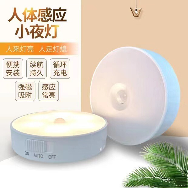Cross-Border led intelligent human body induction night light switch two-color induction light wireless charging self-adhesive wardrobe bedside