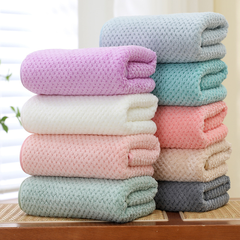 Coral Velvet Towel, Thickeneded, Soft, Water-Absorbent and Quick-Drying, Adult Household Towel for Bathing, Lint-Free, Super-Embroidered Logo