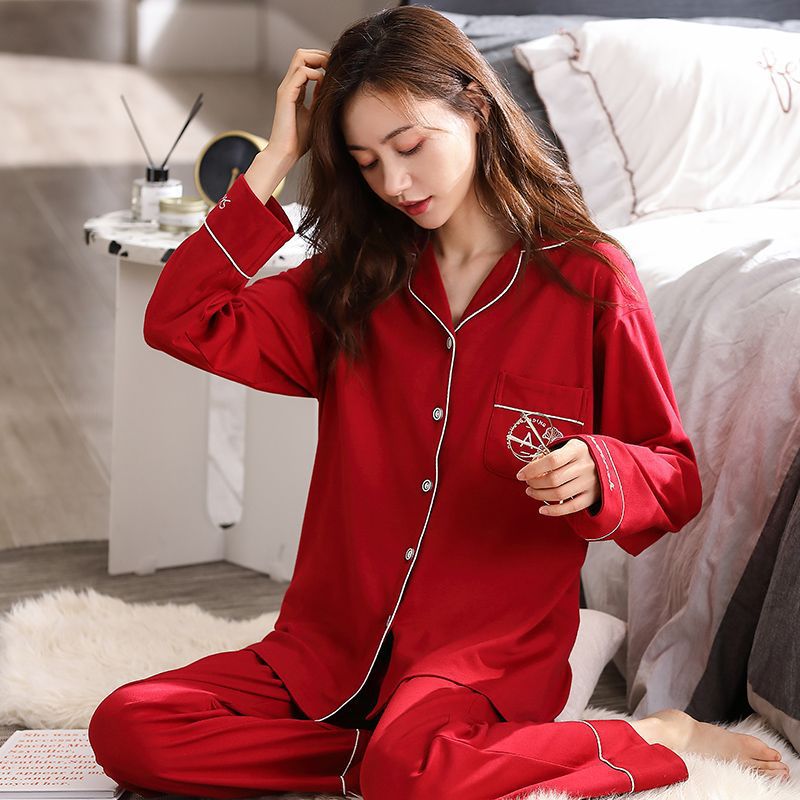 Pijamas de mujer primavera y otoño 100% algodón puro 2022 nueva manga larga de gran tamaño verano Delgado desgaste del hogar traje de dos piezas