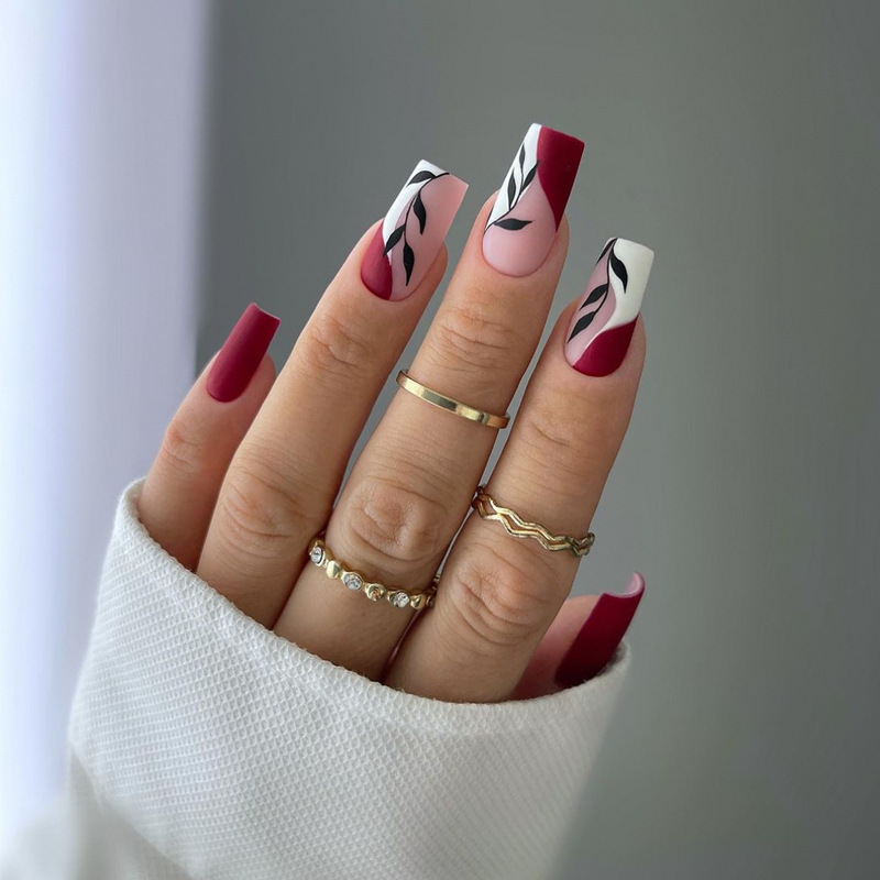 Halloween Wearable Nails Mid-Length 24-Piece Autumn and Winter Nail Patch Cross-Border Dark Style High-End Nail Art Patch