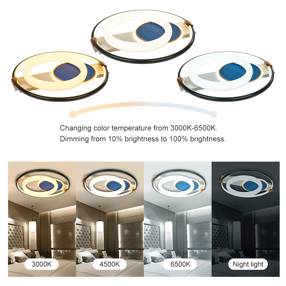 新款现代简约圆形吸顶灯72W智能APP无极调光2.4G现代灯客厅卧室灯