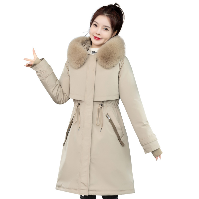 Mujeres acolchado de algodón largo transfronterizo 2023 nuevo invierno desmontable abrigo de algodón acolchado suelta gruesa parka abrigo cálido image 6