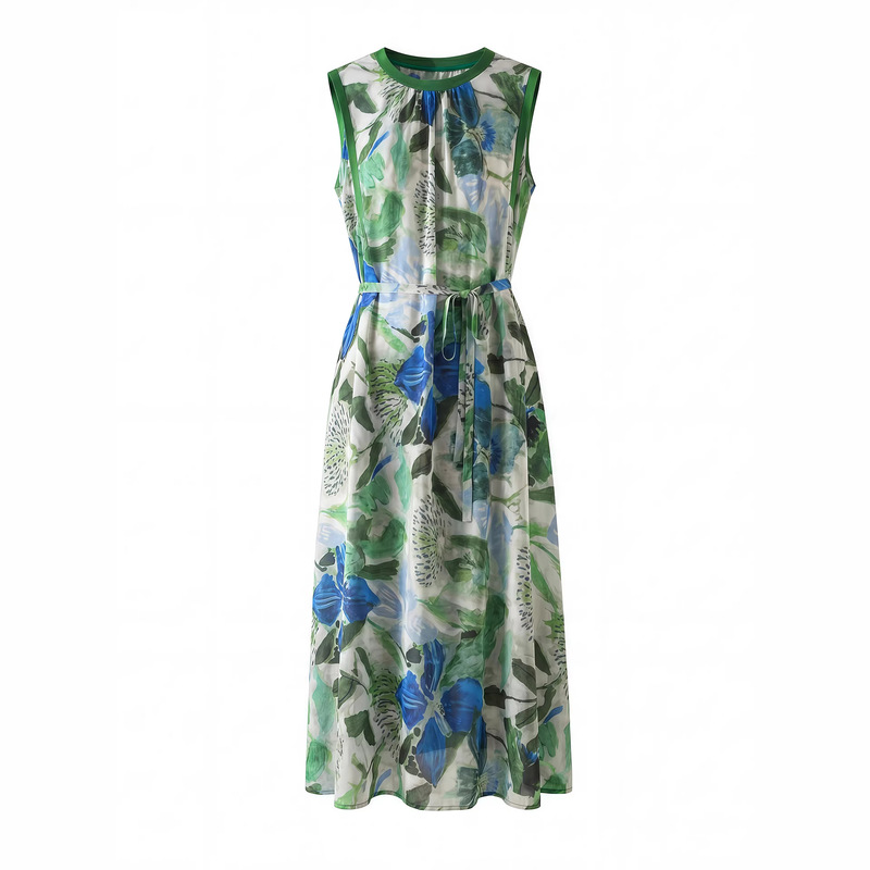 2026 Spring/Summer Fashion New Artistic Resort Style Watercolor Print Dress Heavyweight Single Layer Silk Crepe Long Dress 2026 Spring/Summer Fashion New Artistic Resort Style Watercolor Print Dress Heavyweight Single Layer Silk Crepe Long Dress