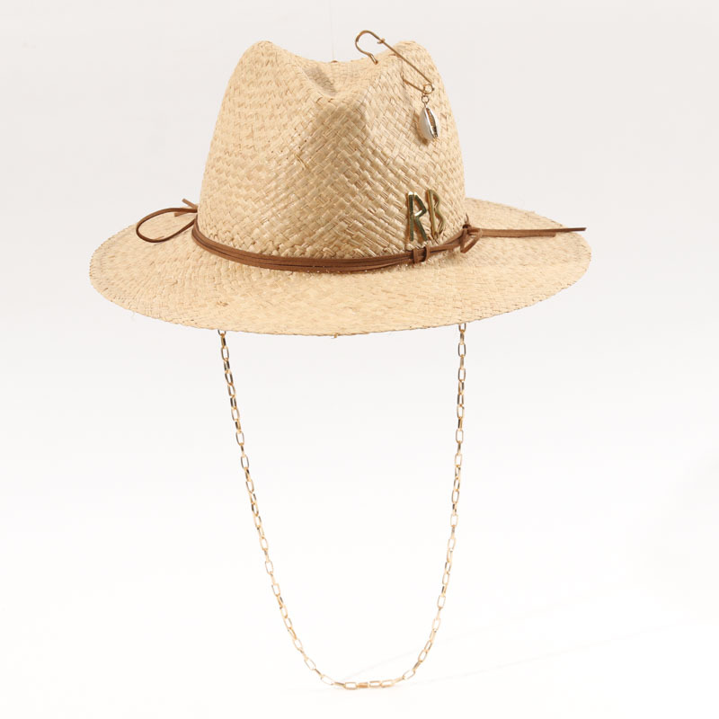 Design summer straw beach pin with letters