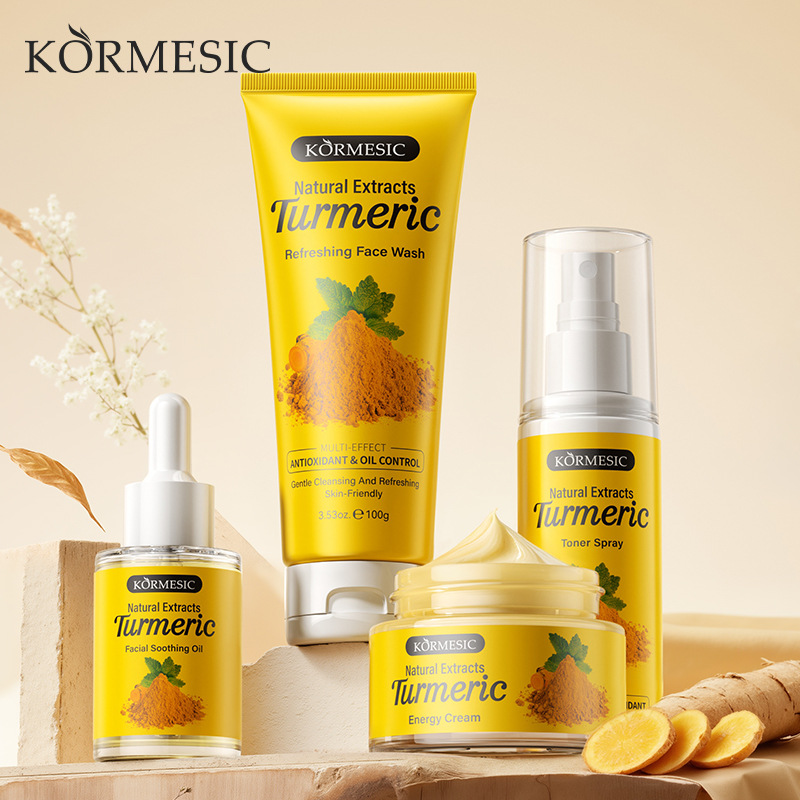KORMESIC Turmeric Facial Care Set 4 Pieces Set Limpiador / Facial Spray Factory Cross-Border Wholesale image 1