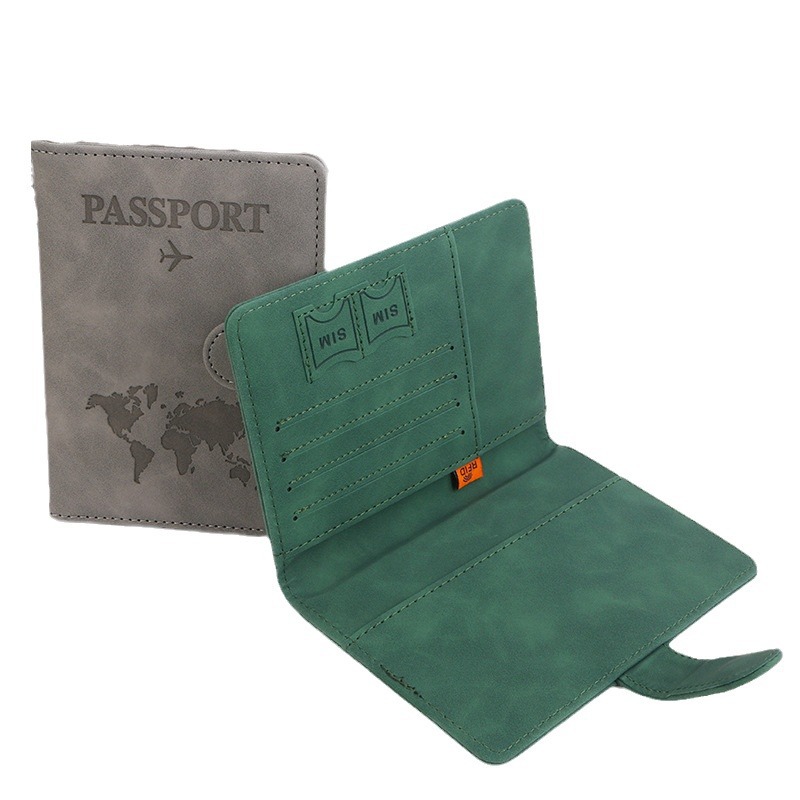 RFID Passport Bag Buckle PU Color Changing Map Multi function Passport Cover Ticket Holder Card Holder_voghion.com